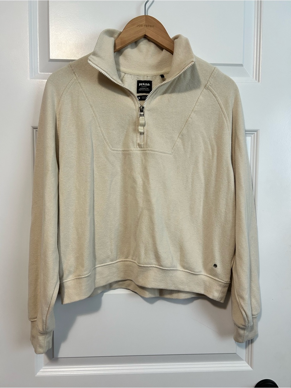 Prana Cream Quarter Zip Hemp Blend Pullover Sweater - Picture 2 of 5